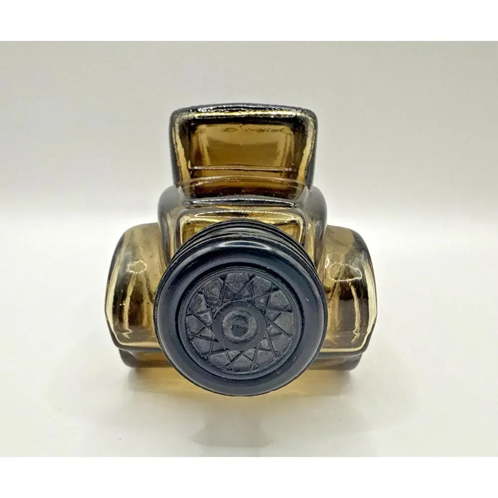 Vintage Avon Sterling Six Leather After Shave Car Amber Glass Decanter 1970